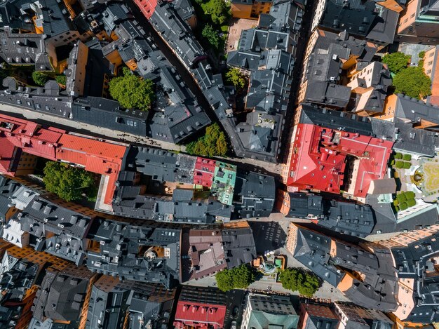 Photo aerial panoramic view of the old town gamla stan in stockholm