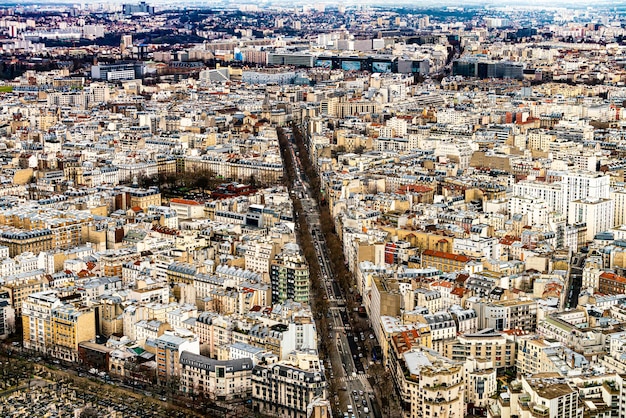 Aerial panoramic view of Paris city center