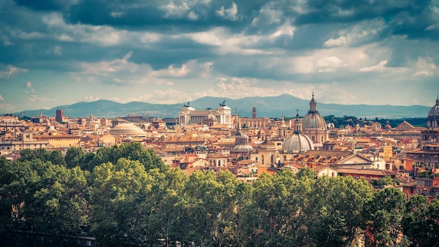 Aerial panoramic view of rome in summer italy