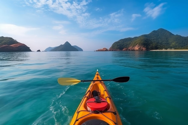 Aerial paragliding over sea and mountains in Goa India