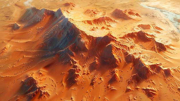 Photo aerial perspective of a desert landscape background