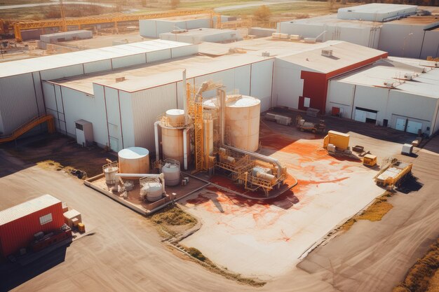 Aerial Perspective of Vibrant Industrial Facility