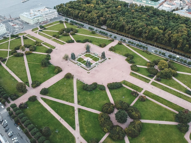 Аэрофотосъемка Марсова поля, центр города, Санкт-Петербург, Россия