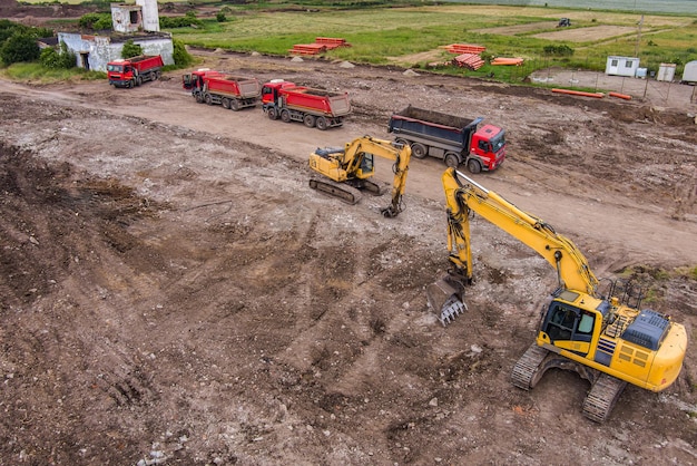 Aerial photo of an excavator working