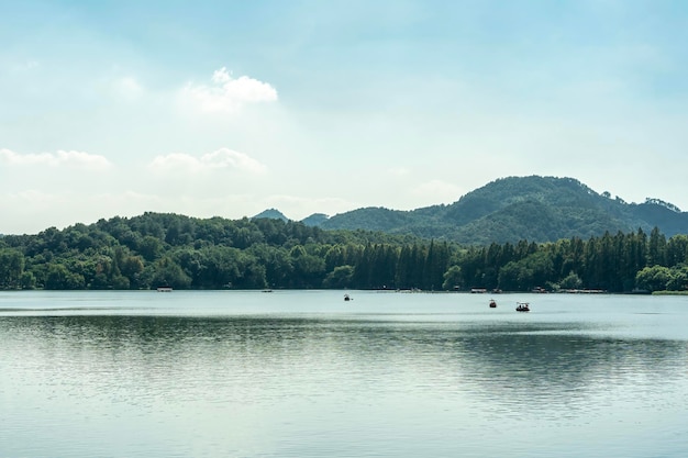 Foto aerea del paesaggio urbano di hangzhou west lake