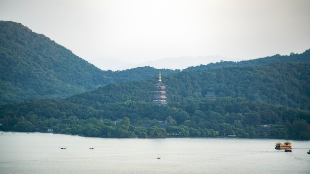 항저우 서호 도시 경관 항공 사진