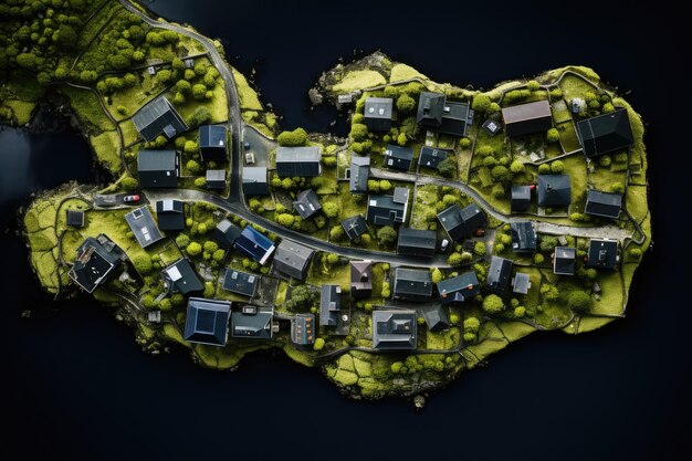 Photo aerial photo of the houses in the village made using generative ai tools