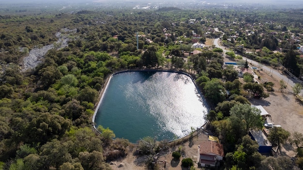 Aerial photo of mineral water pool for human consumption