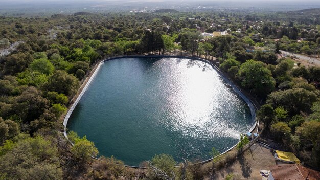 Aerial photo of mineral water pool for human consumption