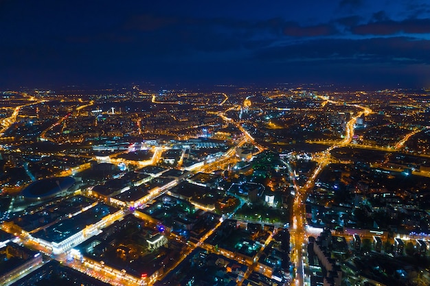 Aerial photo of Minsk (Belarus) at the night