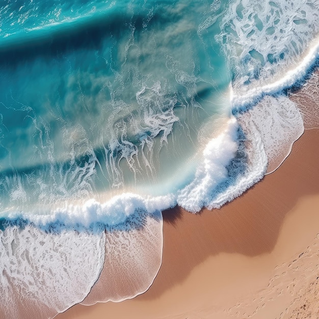 Aerial photograph of a paradise beach where the suns of the sea break on the shore