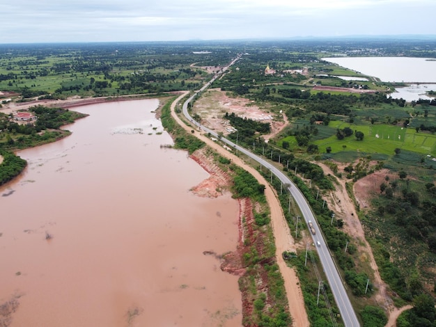 Aerial photographs from drones rural communities and agricultural areas