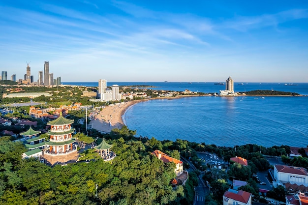 Aerial photography of the architectural landscape of the old city of Qingdao