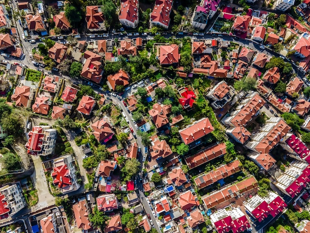 Aerial photography of the architectural landscape of Qingdao's old city