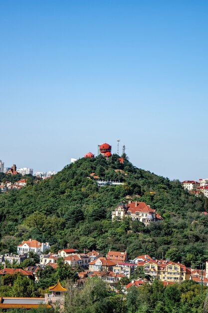 Аэрофотосъемка архитектурного ландшафта старого города Циндао