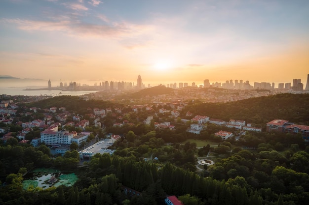 Aerial photography of the beautiful coastal city Qingdao