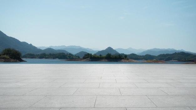 千島湖の美しい自然景観の航空写真