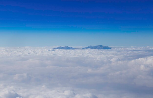 Aerial photography blue skyline with clouds