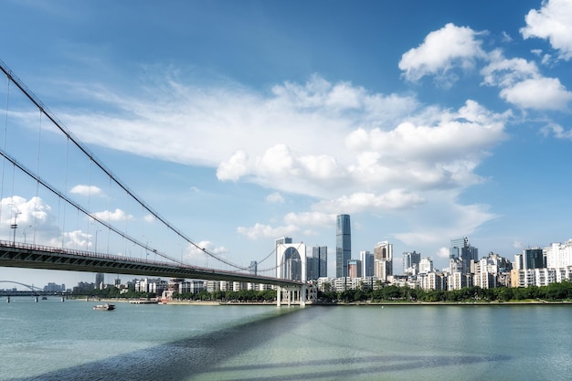 航空写真中国柳州近代都市建築風景スカイライン