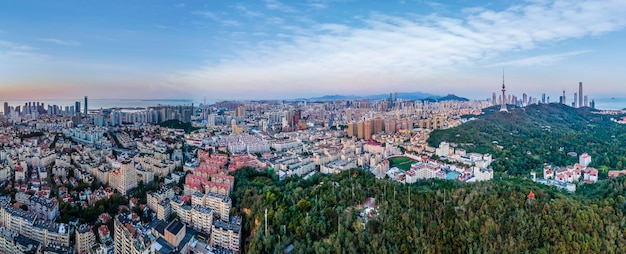 Aerial photography china qingdao city architecture landscape skyline