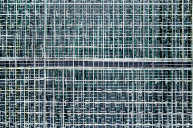 Aerial photography of the greenhouse Glass and metal pattern