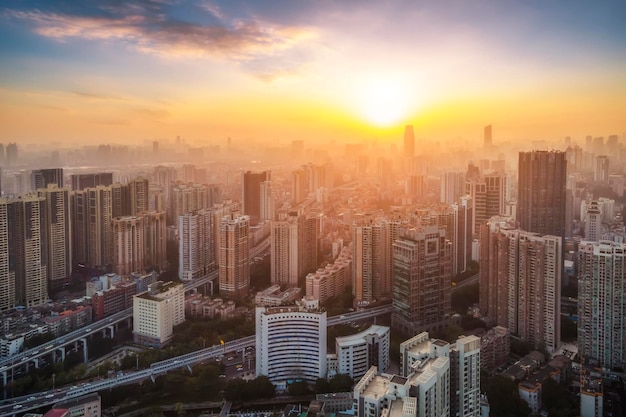 Aerial photography guangzhou city architecture landscape skyline