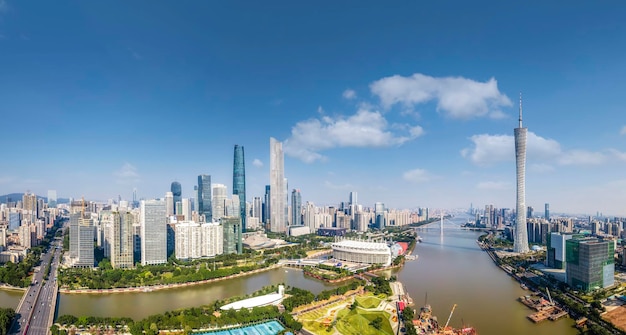 Aerial photography guangzhou city architecture landscape skyline