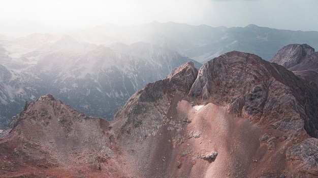 Aerial photography made with a drone over the peak of Hell in the Pyrenees in Aragon, Spain.