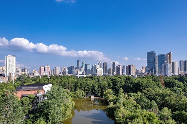 Aerial photography of modern architectural landscape in wuhan cbd china