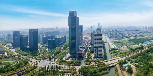 Aerial photography of modern architectural landscape in Yangzhou China