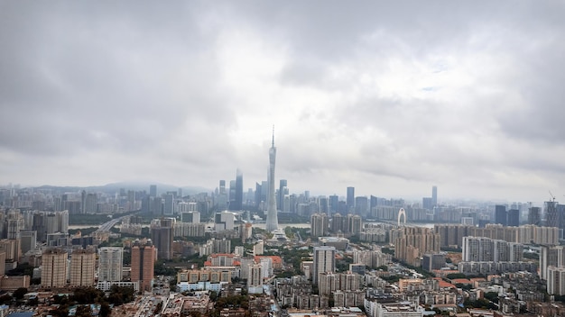 Photo aerial photography of modern architectural landscapes at night in guangzhou china