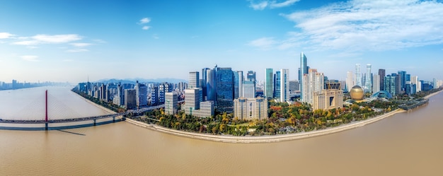 Aerial photography of modern urban architectural landscape in Hangzhou, China