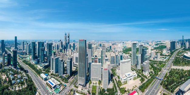 Aerial photography of modern urban architectural landscape of Jinan, China