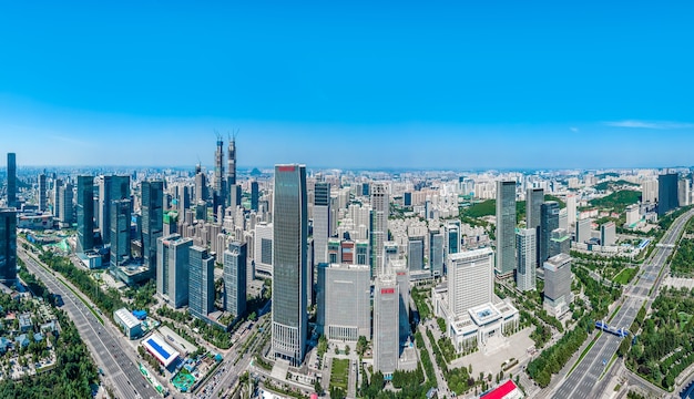 Aerial photography of modern urban architectural landscape of Jinan, China