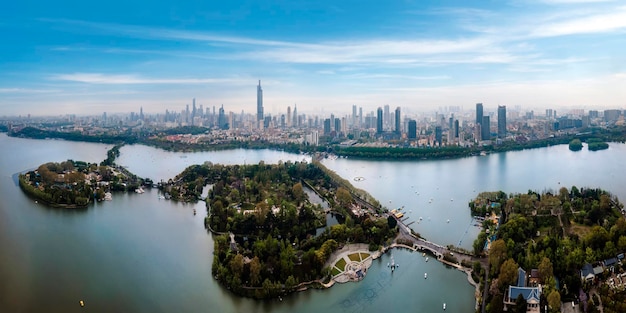 Aerial photography nanjing city architecture landscape skyline