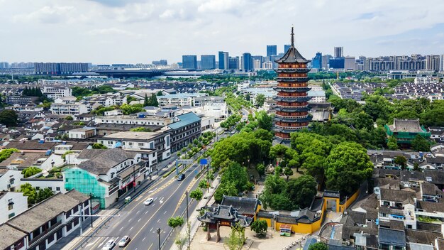 Aerial photography of the old city of Suzhou