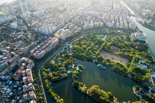 Fotografia aerea della città vecchia della città di shantou nella provincia del guangdong in cina