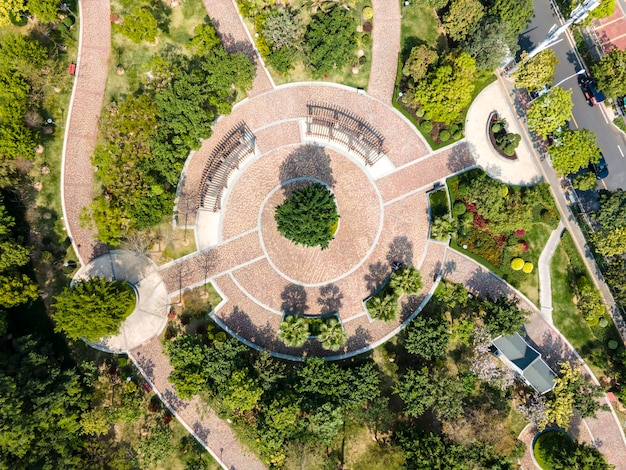 空中写真屋外都市公園湖広場の風景