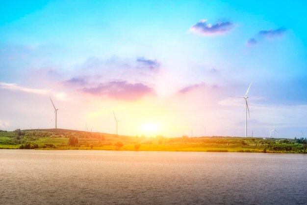 Aerial photography outdoor farmland green energy wind turbine