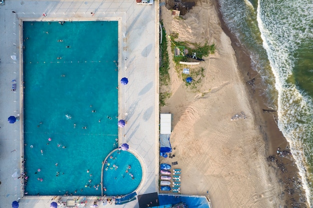 Aerial photography outdoor swimming pool