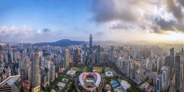 Aerial photography of the skyline of modern architectural landscapes in Guangzhou China