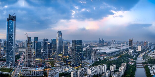 Photo aerial photography of the skyline of modern architectural landscapes in guangzhou china