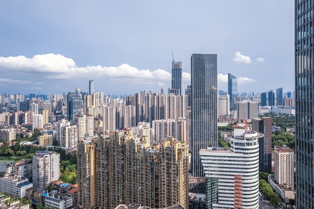 Aerial photography of the skyline of urban architecture in WuhanxAxA