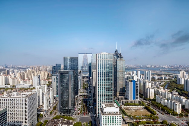 Aerial photography suzhou city building landscape skyline