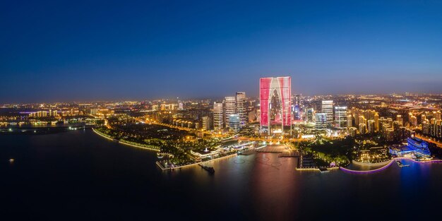 Aerial photography of Suzhou Jinji Lake architectural landscape