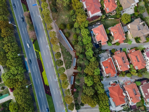 Aerial photography of Suzhou modern highrise residential building landscape