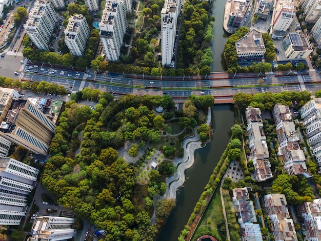 Aerial photography of Suzhou modern highrise residential building landscape