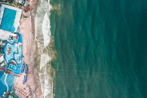 Aerial photography of swimming on the beach