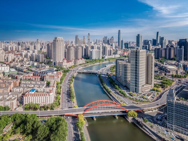 天津の都市建築景観の航空写真