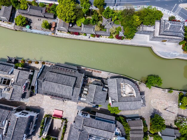 中国の無錫市の建築風景の航空写真